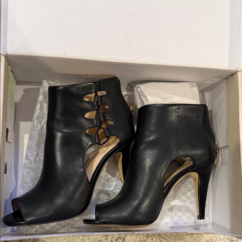 Banana Republic Black Peep-Toe Heeled Boots